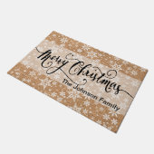 Paillasson Joyeux Noël Tan Burlap Snowflake Motif (Incliné)