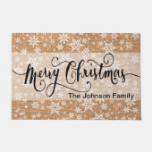 Paillasson Joyeux Noël Tan Burlap Snowflake Motif (Devant)