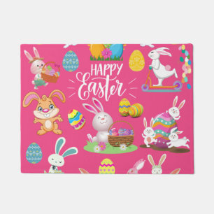 Paillasson Joyeux Pâques, Amusants Souhaits De Lapin Et Oeufs