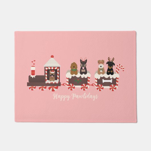 Paillasson Joyeux Pawlidays Chien Noël Train de vacances (Devant)