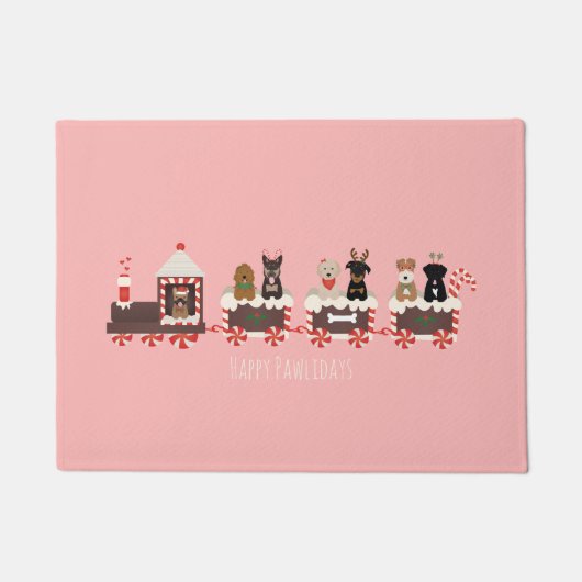 Paillasson Joyeux Pawlidays Chien Noël Train de vacances (Devant)