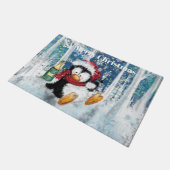 Paillasson Joyeux pingouin natte de Noël (Incliné)