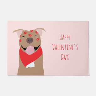 Paillasson Joyeux Valentines Day American Bulldog Kiss Marks