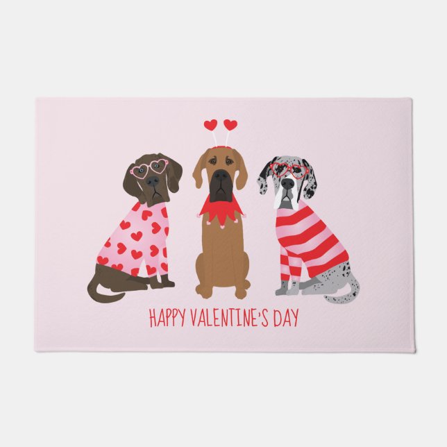 Paillasson Joyeux Valentines Day Chiens de Danse (Devant)