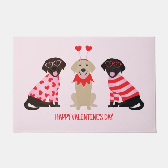 Paillasson Joyeux Valentines Day Labrador Retriever Dogs (Devant)