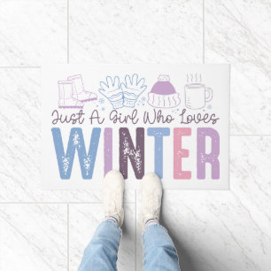 Paillasson Juste une fille qui aime l'hiver mignonne design s