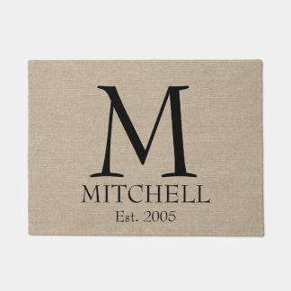 Paillasson Jut initial chic rustique de toile de jute de