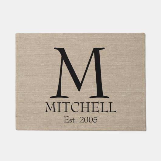Paillasson Jut initial chic rustique de toile de jute de (Devant)