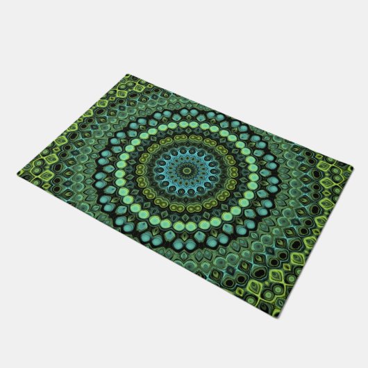 Paillasson Kaleidoscope vert et Turquoise Mandala Motif (Incliné)