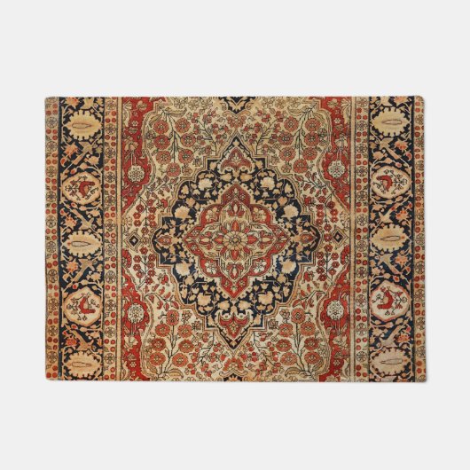 Paillasson Kashan perse brûlé orange jaune  (Devant)