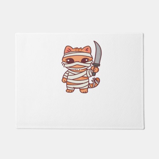 Paillasson Kawaii Halloween chat maman avec épée classique T- (Devant)
