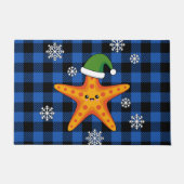 Paillasson Kawaii Xmas Starfish sur Blue Buffalo Motif (Devant)