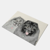 Paillasson Keeshond Maman et Son Peinture - Art Chien origina (Incliné)