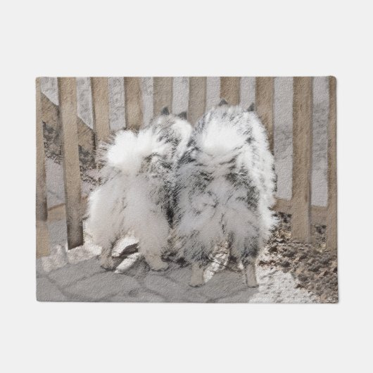 Paillasson Keeshonds at the Gate Painting - Original Dog Art (Devant)