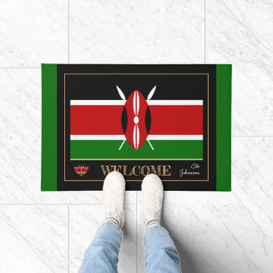 Paillasson Kenya & Kenya Drapeau maison mats/sports Bienvenue