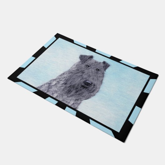 Paillasson Kerry Blue Terrier peinture mignonne Chien d'origi (Incliné)