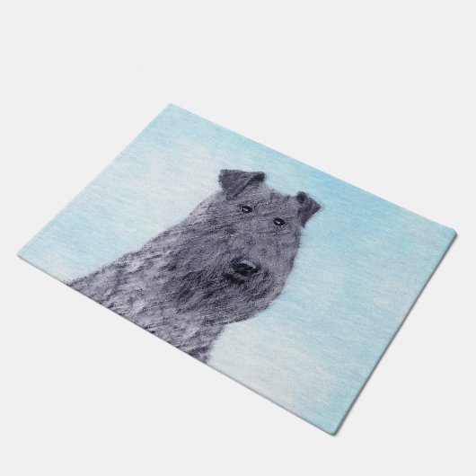Paillasson Kerry Blue Terrier peinture mignonne Chien d'origi (Incliné)