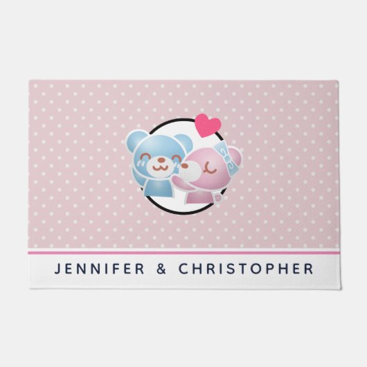 Paillasson Kissing Bears mignon et Kawaii (Devant)