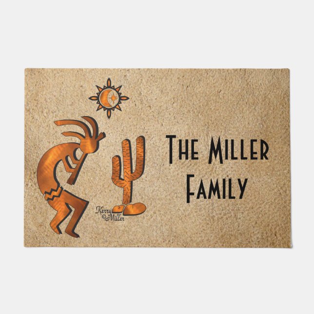 Paillasson Kokopelli Et Cactus Bienvenue (Devant)