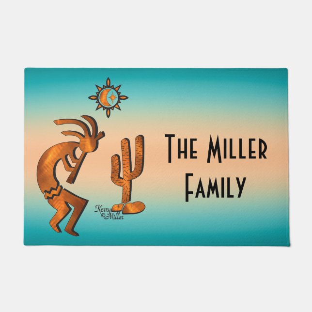 Paillasson Kokopelli Et Cactus Bienvenue (Devant)