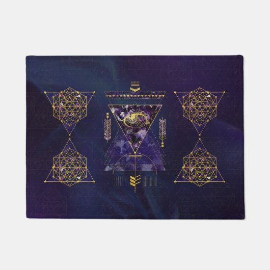 Paillasson La géométrie sacrée tout l'oeil voyant dans l'or (Devant)