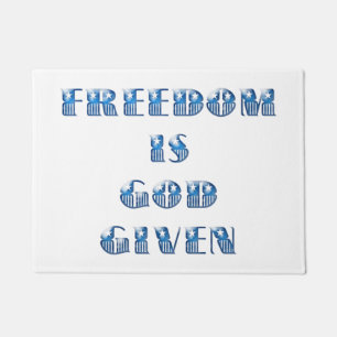 Paillasson La liberté est donnée par Dieu, bleu