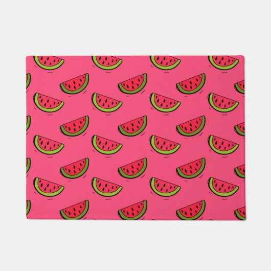 Paillasson La pastèque d'été sur le Motif rose (Devant)