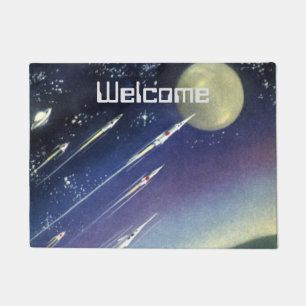 Paillasson La science-fiction vintage Rocket dans l'espace