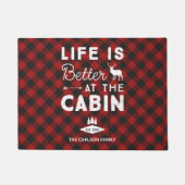 Paillasson La vie est meilleure au Cabine Rustic Nom de famil (Devant)