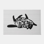Paillasson La vie est meilleure avec les chats | Typographie  (Devant)