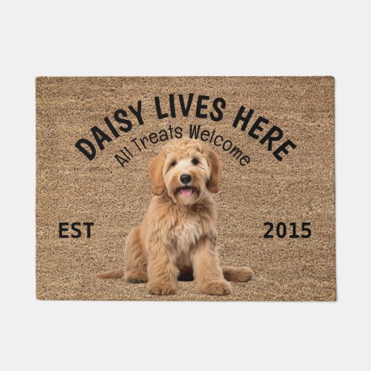 Paillasson Labradoodle mat Amoureux des chiens personnalisé (Devant)
