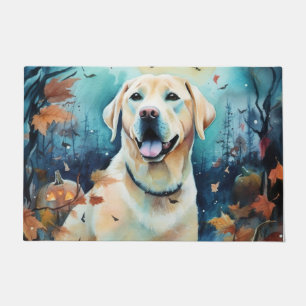 Paillasson Labrador Halloween avec citrouilles effrayant