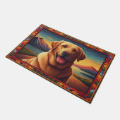Paillasson Labrador Retriever Chien Paysage Cadre Floral (Incliné)
