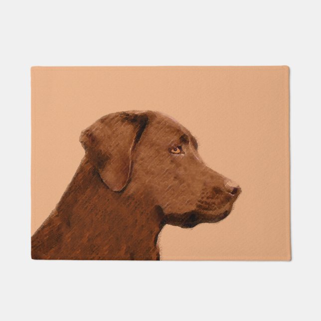 Paillasson Labrador Retriever (Chocolat) Peinture - Chien Art (Devant)