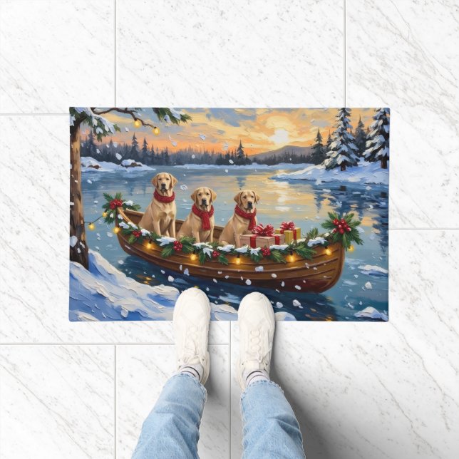 Paillasson Labrador Retriever Christmas Boat Holiday (Intérieur)
