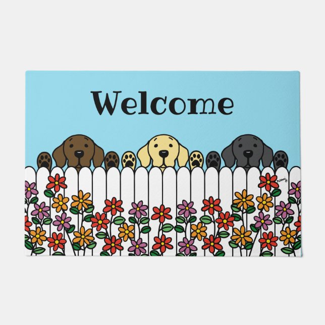 Paillasson Labrador Trio Vous Regarder Bienvenue (Devant)