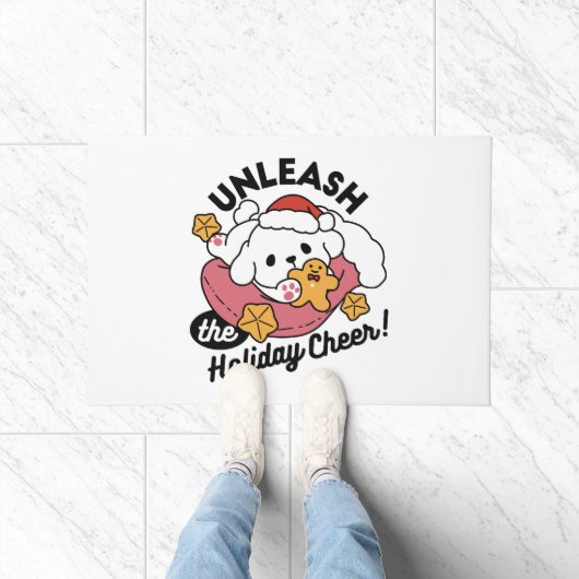 Paillasson Laisser la joie des fêtes - Noël de chien mignon (Intérieur)