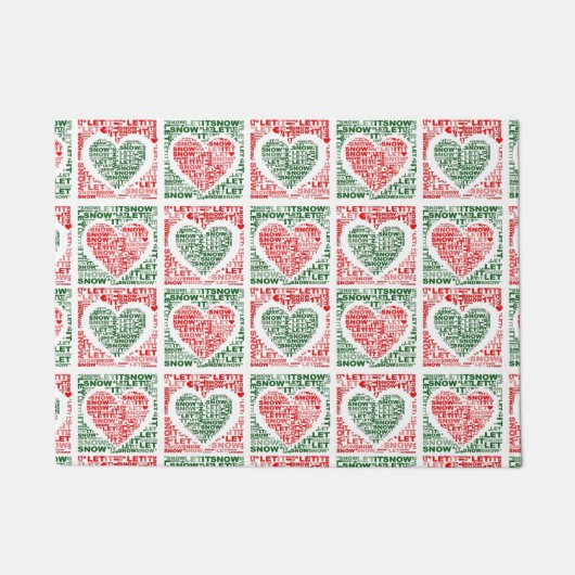 Paillasson Laisser neiger Noël Rouge Vert Coeurs extérieur Ma (Devant)