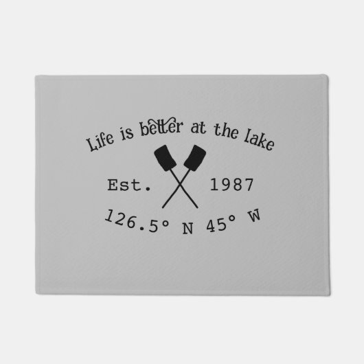 Paillasson Lake house et. Date année coordonnées personnalisé (Devant)