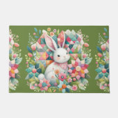 Paillasson Lapin avec courtepointe et fleurs (Devant)
