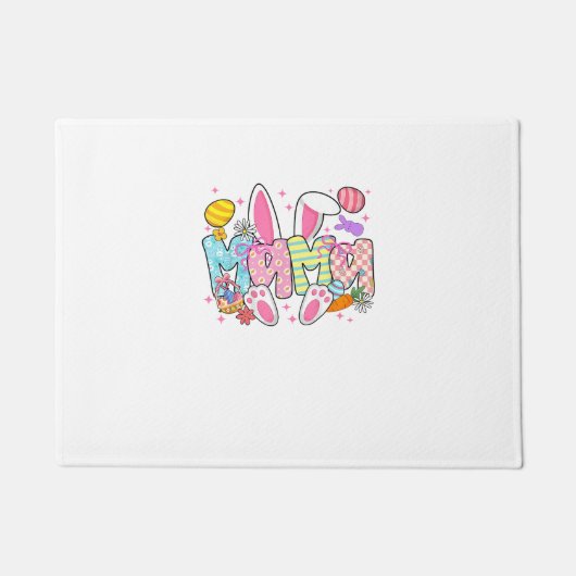 Paillasson Lapin de Pâques Maman Oreilles Coquette Nœud Lapin (Devant)