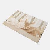 Paillasson Lapin dormant et fawn dans la pépinière forestière (Incliné)