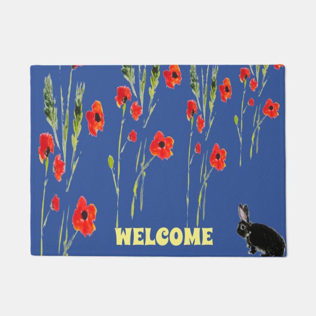 Paillasson Lapin Lapin Red Poppies Custom (Devant)