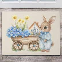 Lapin personnalisé avec fleurs bleues