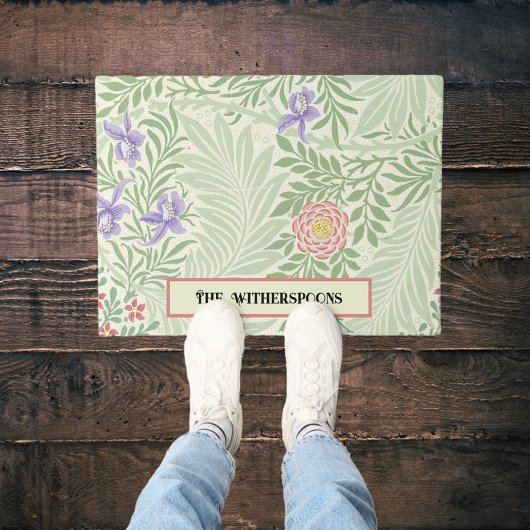 Paillasson Larkspur William Morris Vert Rouge Violet Floral