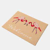 Paillasson L'art des oiseaux de Flamant rose rose amusant (Incliné)