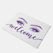 Paillasson Lashes & Brows Beauty Salon Purple Script Bienvenu (Incliné)