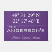 Paillasson Latitude personnalisée Longitude Nom de famille Ad (Devant)