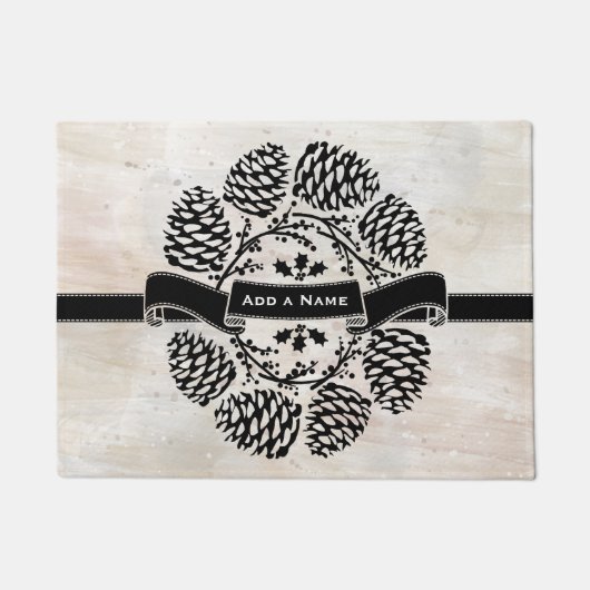 Paillasson Laurier rustique personnalisé de cônes de pin de (Devant)