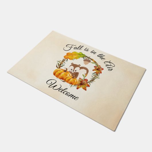 Paillasson L'automne est dans l'air avec un écureuil Bienvenu (Incliné)
